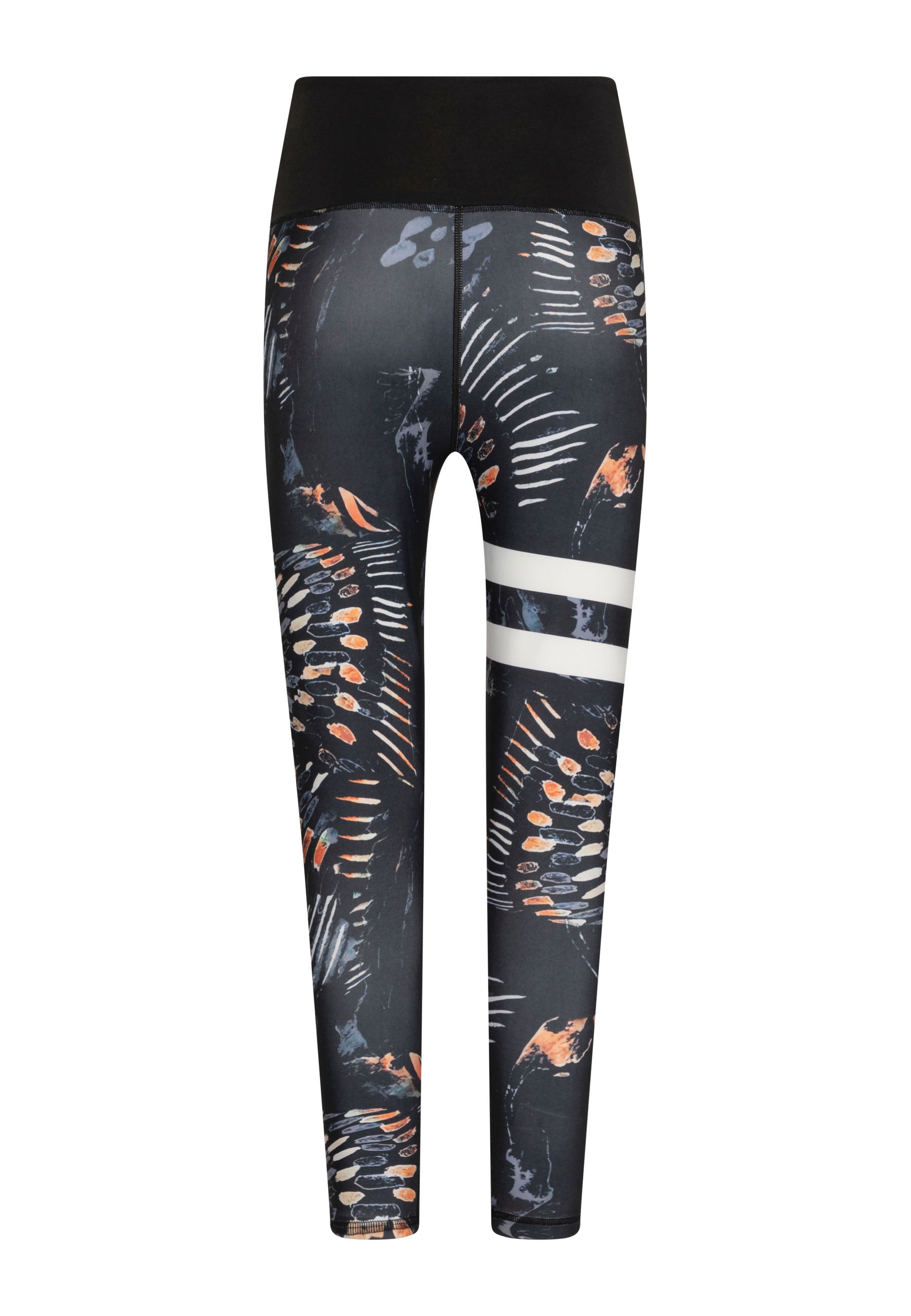 Lisminas 1163 Extra High Waist Leggings in Schwarz & Blau mit Streifen bieten eine schlankere Silhouette.